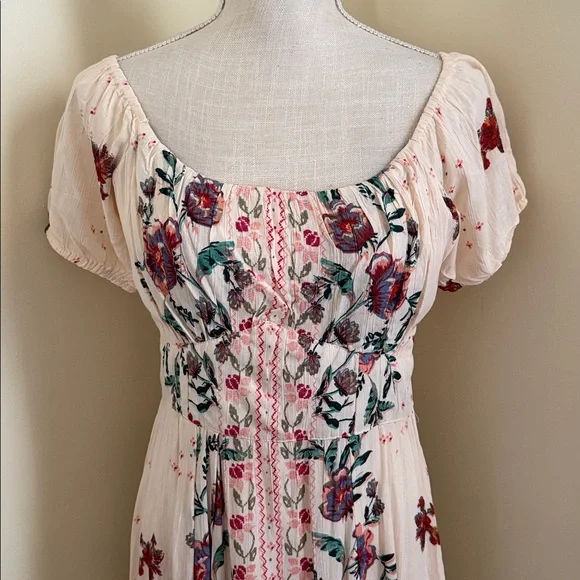 Angie Cream Floral Midi Dress - Picture 7 of 14